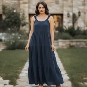 BB Dakota Steve Madden Black Tiered Maxi Dress 100% Cotton M